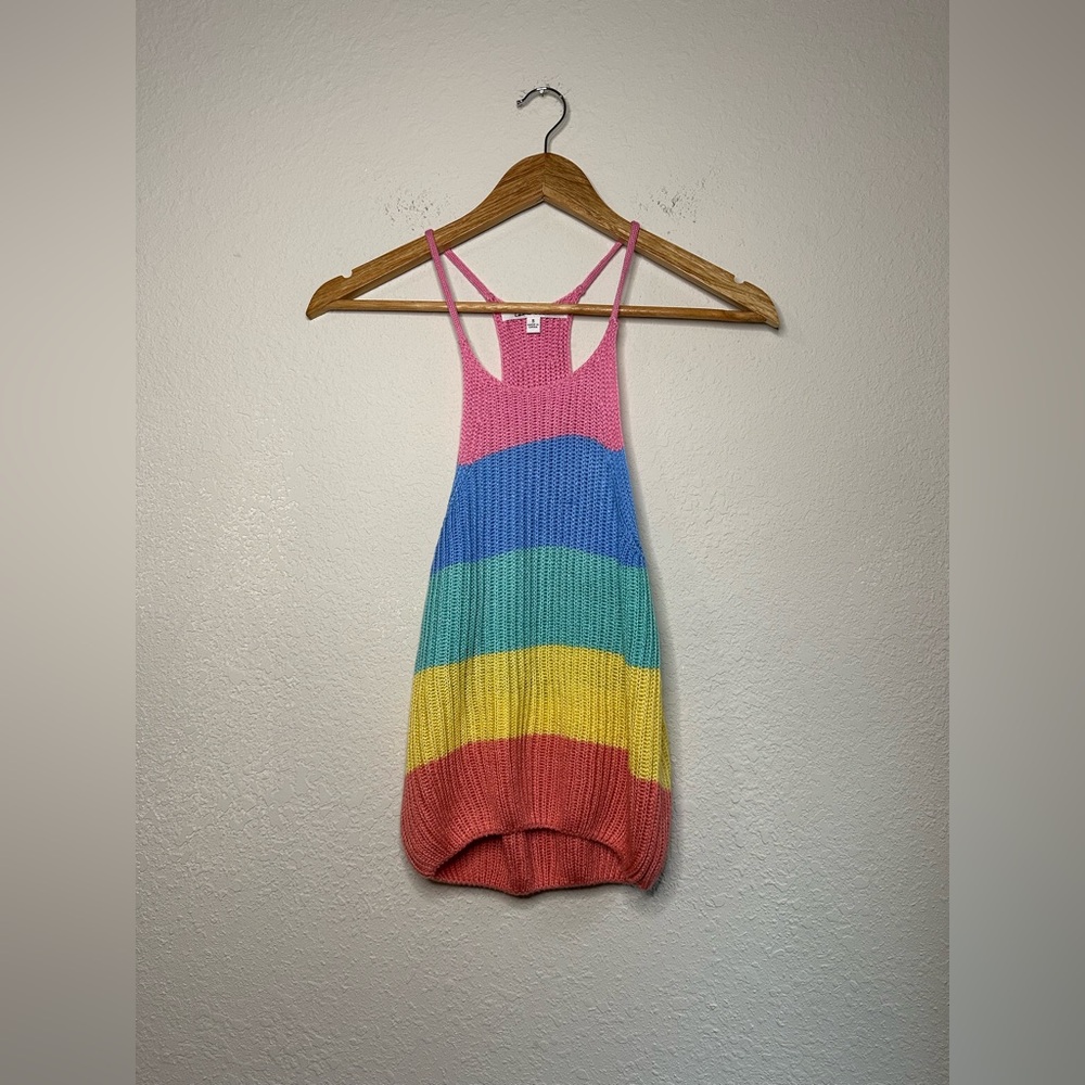 Love Tree Colorful Striped Knit Tank Top Size Small